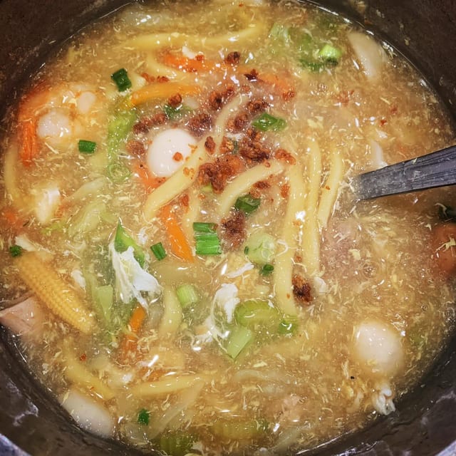 Seafood-Chicken Lomi Soup.